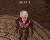 a video game character with a caption that says uppies : 3 on the bottom
