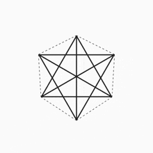 a black and white drawing of a triangle with lines going through it