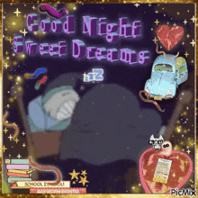 a picture that says good night sweet dreams in purple