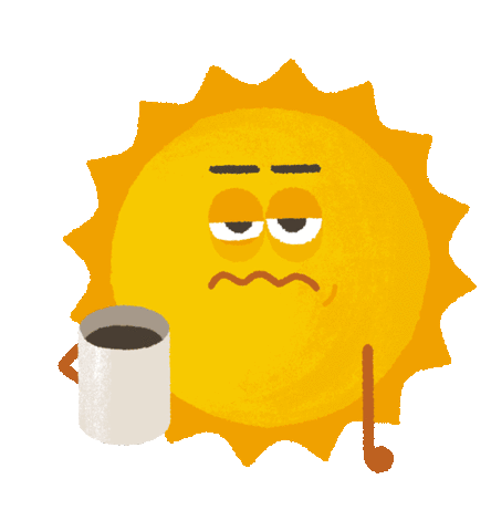 Sun Coffee Sticker - Sun Coffee Tired Stickers