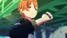 a cartoon character with orange hair and green eyes
