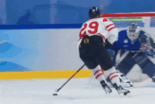 a hockey player with the number 29 on his back