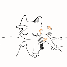 a black and white drawing of a cat with the name harajuno written below it