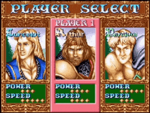 a player select screen for a video game with three players