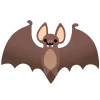 a cartoon drawing of a bat with its wings outstretched on a white background