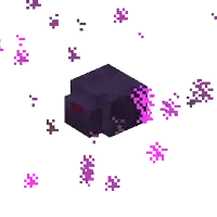 a pixel art drawing of a purple cube with purple flowers coming out of it