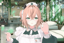a nurse with a name tag that says vimi