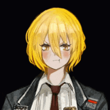a drawing of a girl with yellow hair and a badge that says boston