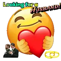 a smiley face is holding a heart with the words " looking for a husband " above it