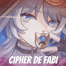a picture of a girl with the name cipher de fabi written on it