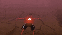 a drawing of a skeleton with a sword and a flame coming out of it