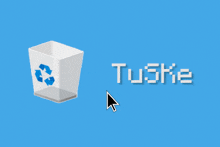 a computer screen shows a recycle bin and a arrow pointing to delete