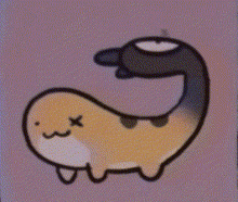 a cartoon drawing of a snake with a hat on it