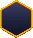a blue hexagon with a yellow border and a shadow on a white background .
