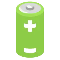 a green battery with a white cross on the side