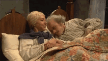 goodnight kiss affectionate loving elderly couple