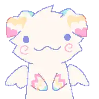 a pixel art drawing of a pink circle with a blue line around it