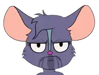a cartoon drawing of a mouse with an angry look on his face