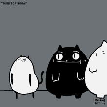 a black and white drawing of a cat with the words this is boring day written on it