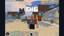 a screenshot of a video game with the word die in the corner