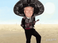 donald trump is wearing a sombrero and playing an ukulele