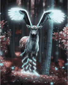 magical deer wings antlers deer