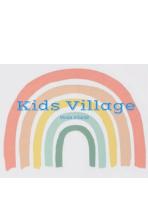 a picture of a rainbow with the words kids village moda infantil