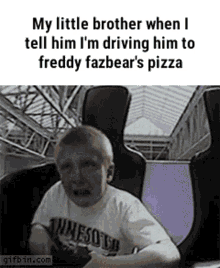 My Little Brother Freddy Fazbear Pizza GIF - My Little Brother Freddy Fazbear Pizza Freaking Out GIFs