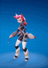 a video game character with red hair and a sword