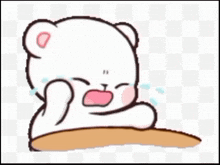 a cartoon of a bear crying with tears coming out of his eyes