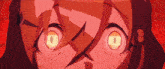 a close up of a person 's face with glowing yellow eyes