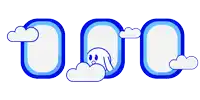 a blue circle with a cloud in the middle and the letter o