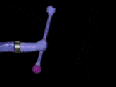 a purple power ranger says tiger baton in front of a purple logo