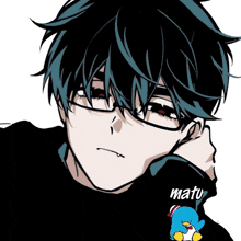 a drawing of a boy with the word matu on the bottom left