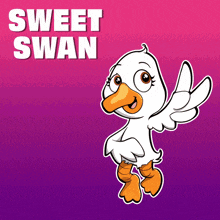 a cartoon of a swan with the words sweet swan below it
