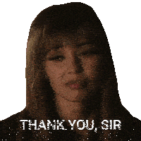 a woman with a sad look on her face and the words thank you sir below her