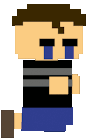a pixel art of a boy with tears running .