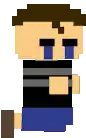 a pixel art of a boy with tears running .