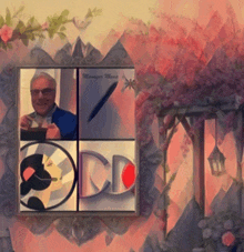 a picture of a man in a window with the word dd on the bottom
