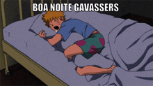 a cartoon of a person sleeping with the words boa noite gavassers above them