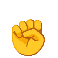 a yellow hand is making a peace sign with both fingers
