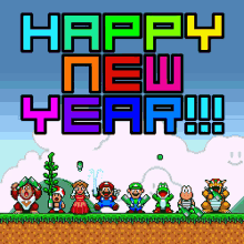 Happy New Year Super Mario GIF - Happy New Year Super Mario Video Game GIFs