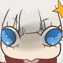 a drawing of a girl with blue eyes and a yellow star on her head