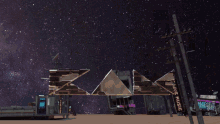 a futuristic city with a pyramid in the middle of it and a sign that says ' for cub ' on it