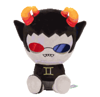 a stuffed toy with horns and a shirt that says ii on it