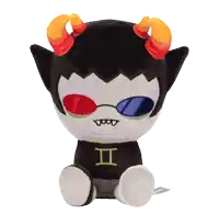 a stuffed toy with horns and a shirt that says ii on it