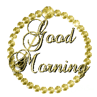 a circle of gold beads with the words good morning
