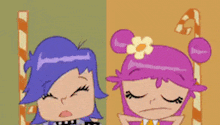 two cartoon characters are standing next to each other and the word wow is on the bottom