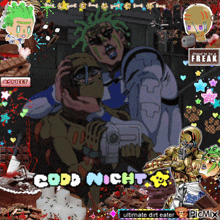 a collage of cartoon characters with the words good night