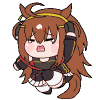 a pixel art drawing of a girl with long brown hair and a yellow headband